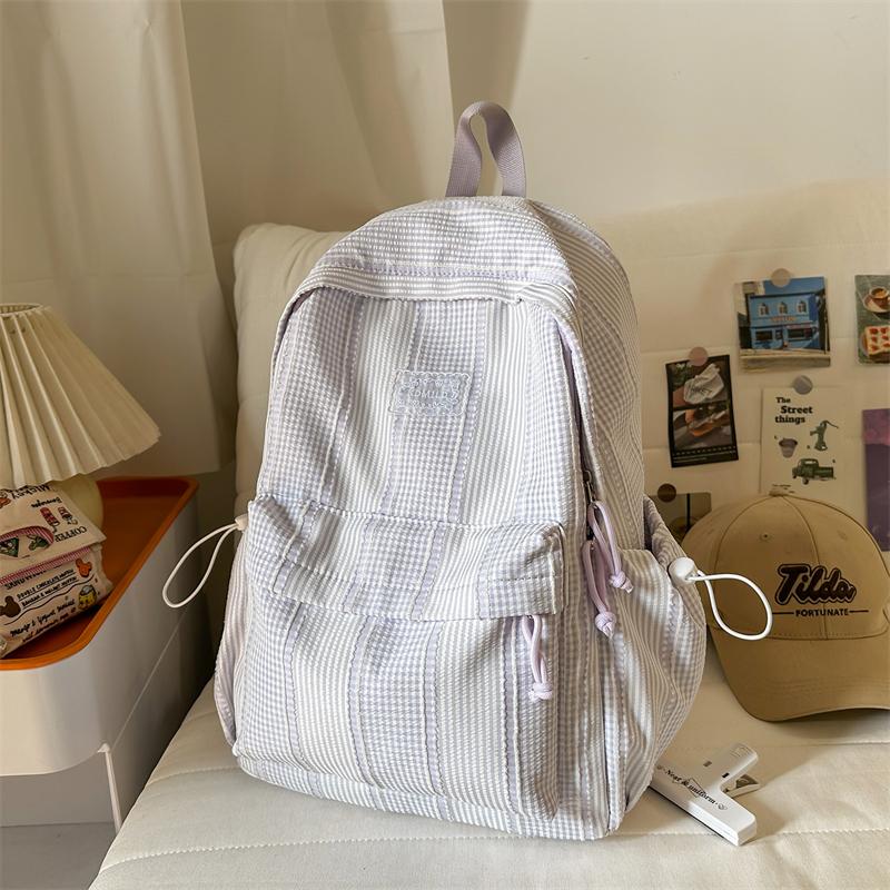 Campus Schoolbag Women's Plaid Backpack Junior Senior High School Students Large Capacity Travel Backpack