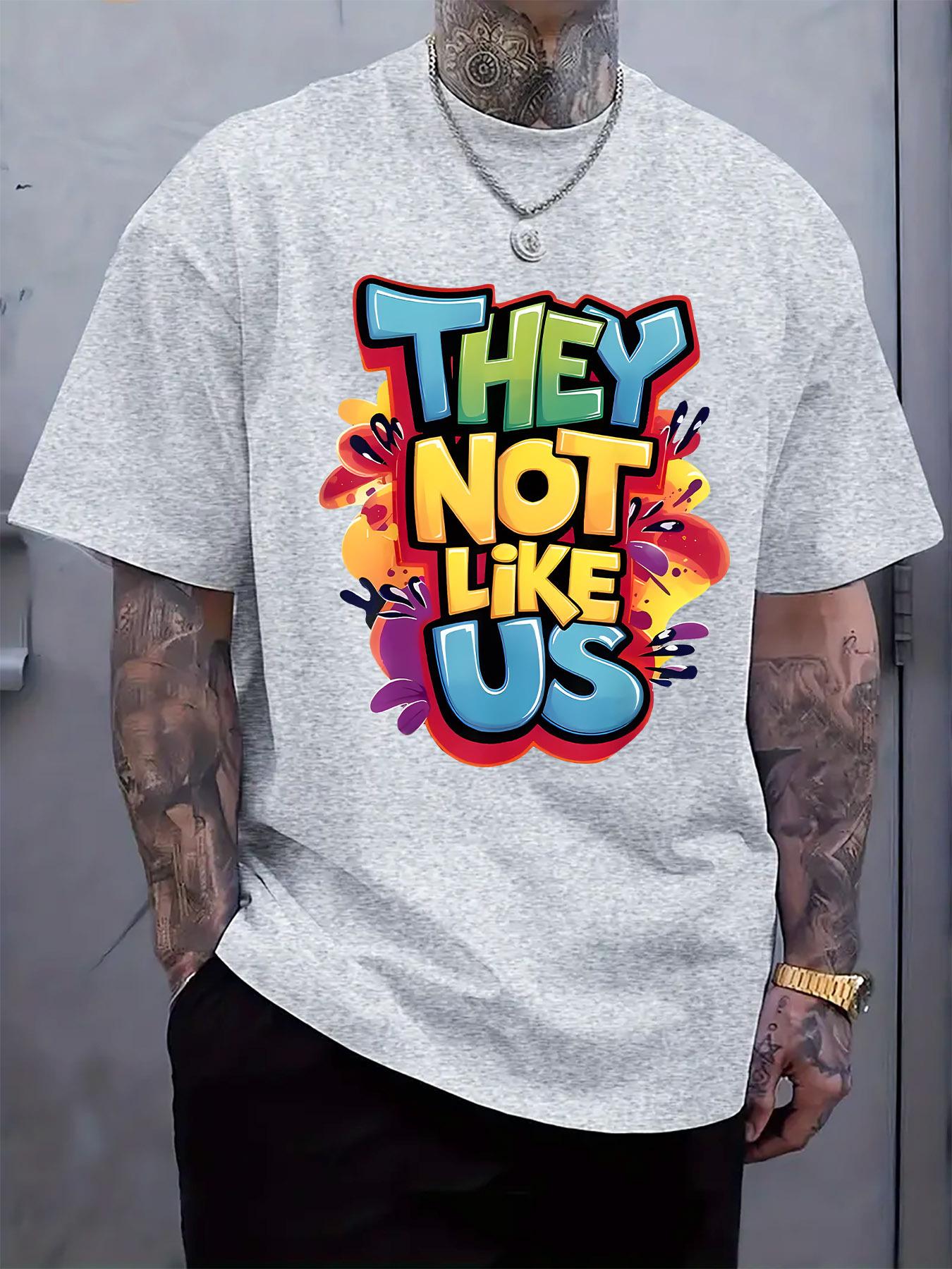 Casual Crew Neck T-shirt with They Not Like Us Print - Vibrant M