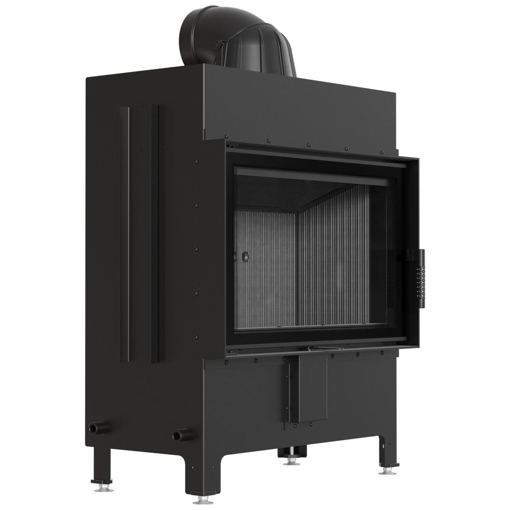 Steel fireplace KRATKI LUCY 14 kW Ø 200 black thermotec self closing door