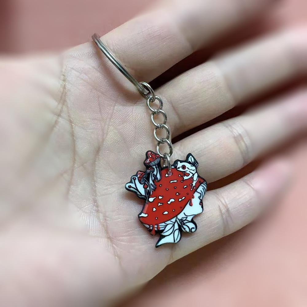 Acrylic Halloween Keychain Mushroom Girl Key Ring Crossbody Bag Pendant Keychain