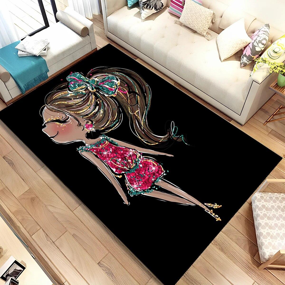 

Симпатична балетна дівчина-балерина Фея з мультфільмом Килимок, килимок для дому, вітальні, спальні, дивана, килимок, дитячий нековзний килимок 40x60cm