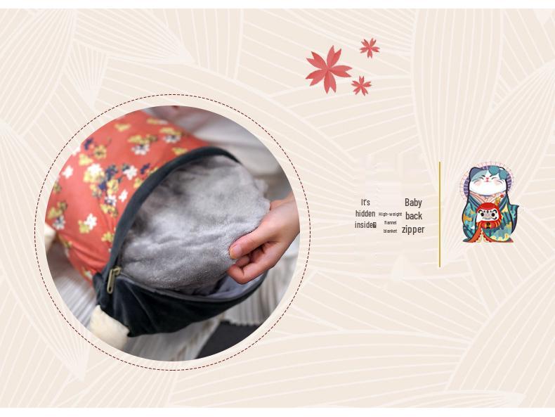 Lucky Cat Dual-Purpose Waist Cushion Pillow for Office, Car, and Napping