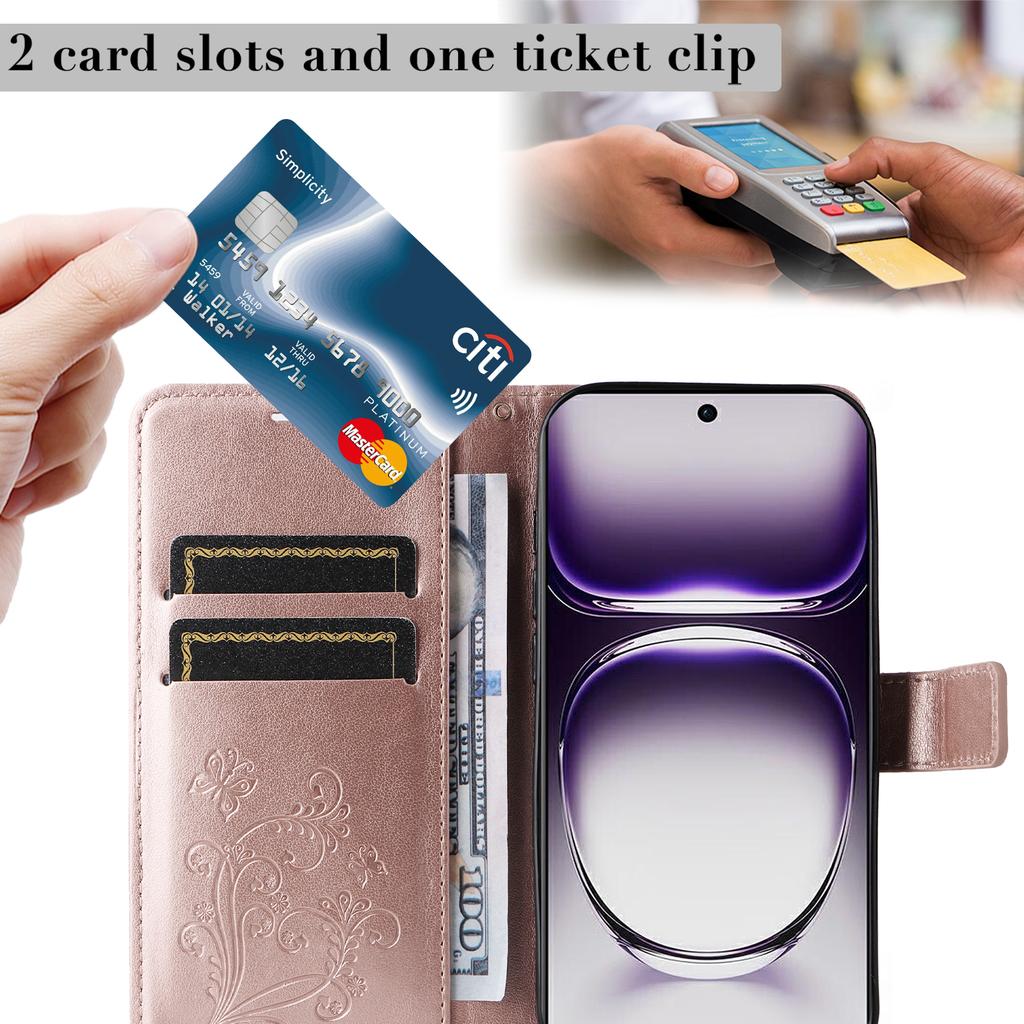 For Oppo Reno12 5G (Global) Wallet Case Floral Butterfly Imprinted Leather Phone Cover Stand