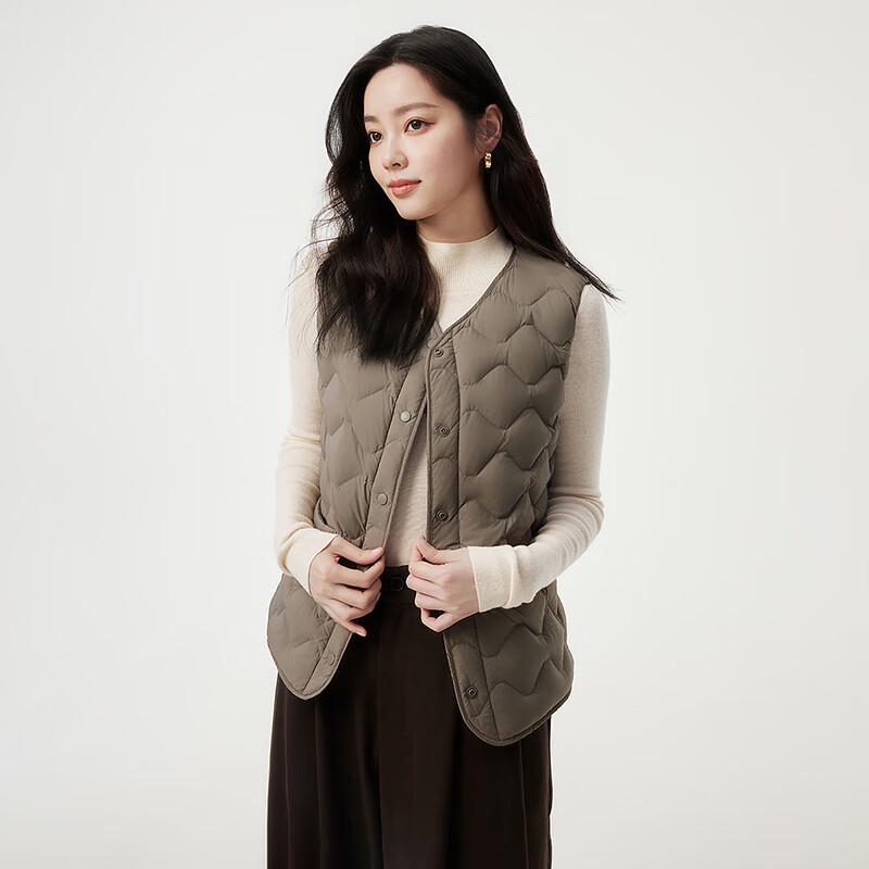 Tanboer Women's Lightweight Collarless Short Down Vest