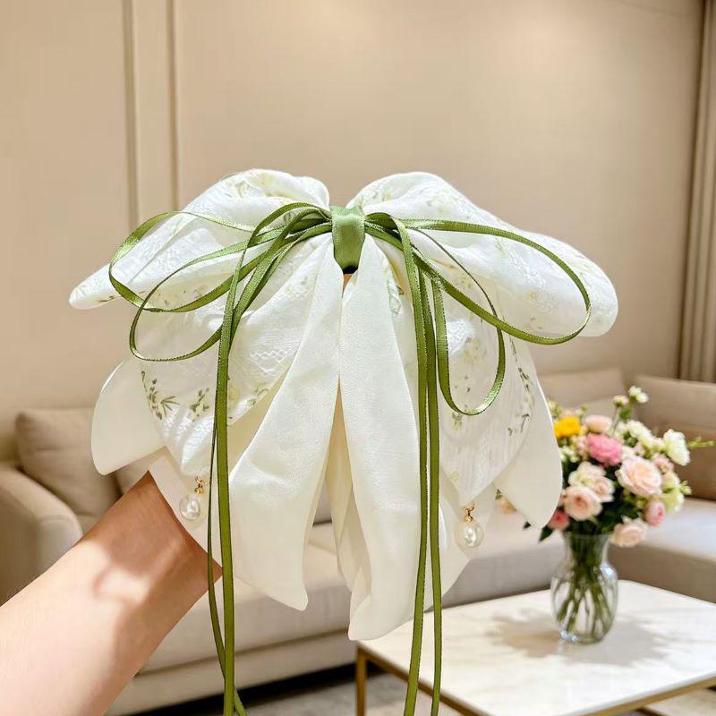 Grampo de Cabelo Floral de Chiffon Feito à Mão para Rabo de Cavalo com Cabelo Volumoso