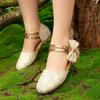 Girls' Retro Lace Velcro Flat Shoes