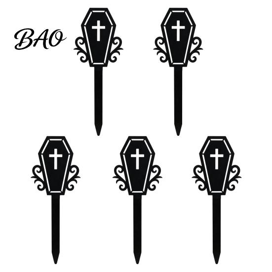 Spooky Plant Bed Decorations 5Pcs Halloween Planter Stakes, Acrylic Garden Sign for Outdoor Yard Lawn Backyard, Decorative Markers Ghost House