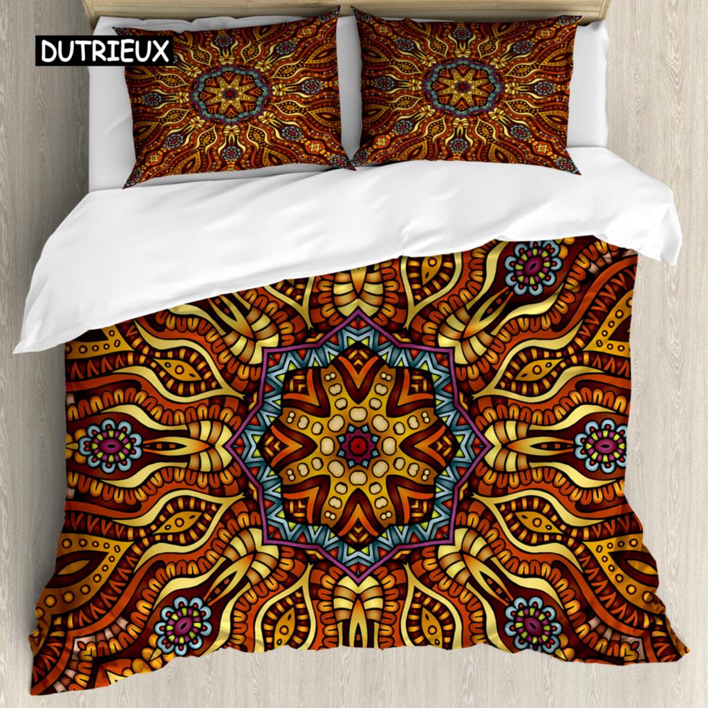 Bohemian 2/3pcs Boho Mandala Bedding Set Twin Queen King Size Comforter Duvet Quilt Cover and Pillowcase Soft Bedclothes