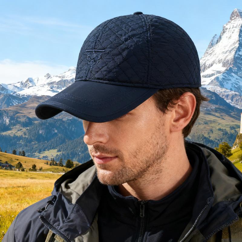 Herren Warme Ohrenschutzmütze Outdoor Stickmütze Winter Mittelalterliche und Ältere Dicke Kälteabweisende Baumwollmütze