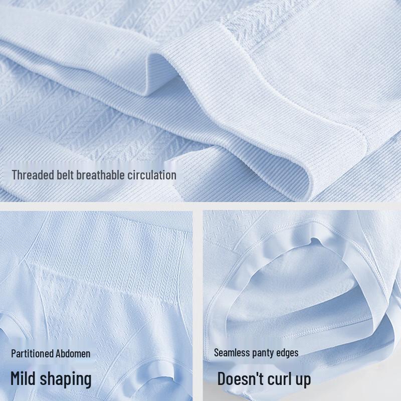 MIIOW Women's High-Waist Seamless Antibacterial Briefs 3-Pack