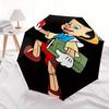 Apple Pinocchio Design Cartoon Automatic Folding Umbrella - 3 Folding Design, Vivid Cartoon Pattern, Suitable for Outdoor Activities, A Gift