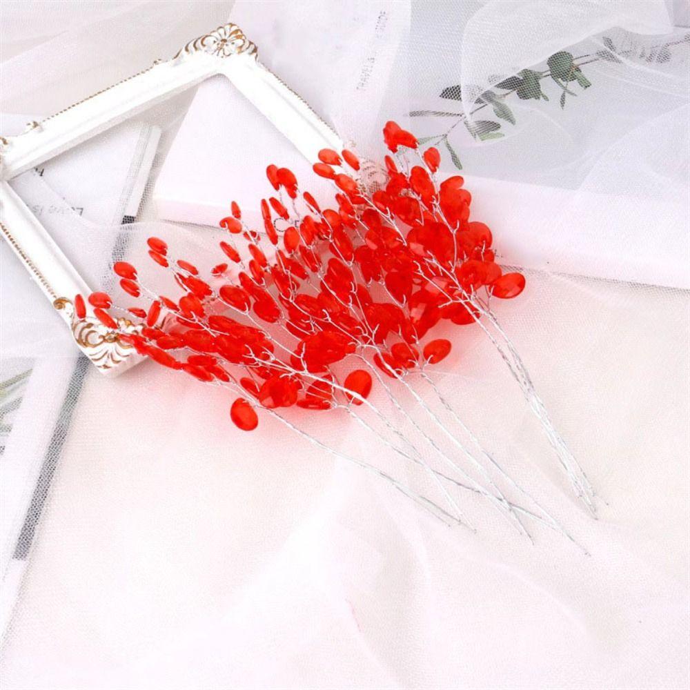50PCS Bridal Tiara Crystal Bud Branches Craft Decoration Crystal Flower Artificial Bouquet  White