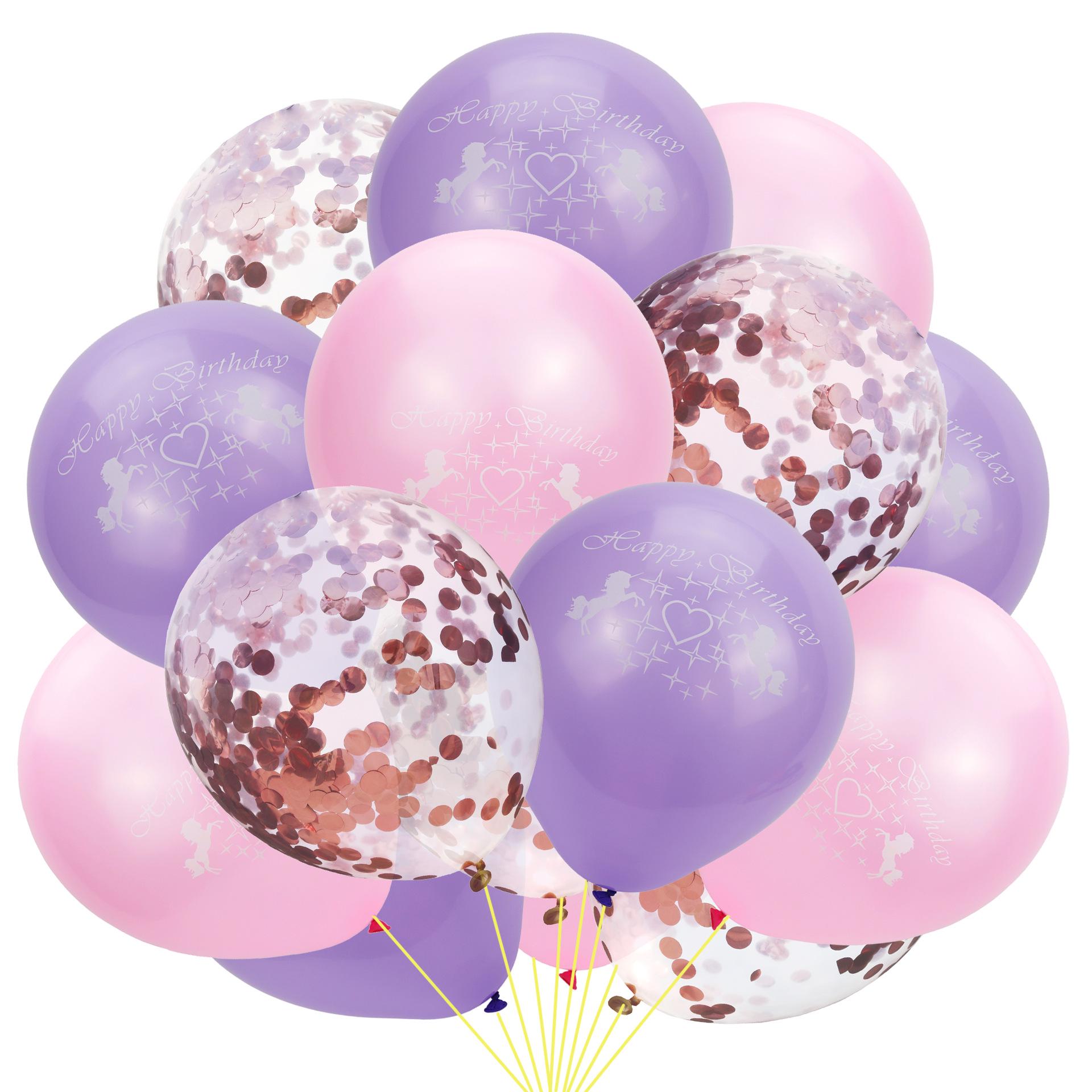 Unicorn Sequin Confetti Latex Balloon Set for Kids Birthday Parties