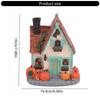 Lighted Pumpkin House Figurine Resin Cottage Statue Warm LED Lighted Ornament for Fall Table Centerpieces, Shelf Decors and Seasonal Home Display