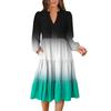 Women's V-Neck Flowing Layered Bohemian Long Sleeve Gradient Print Dress