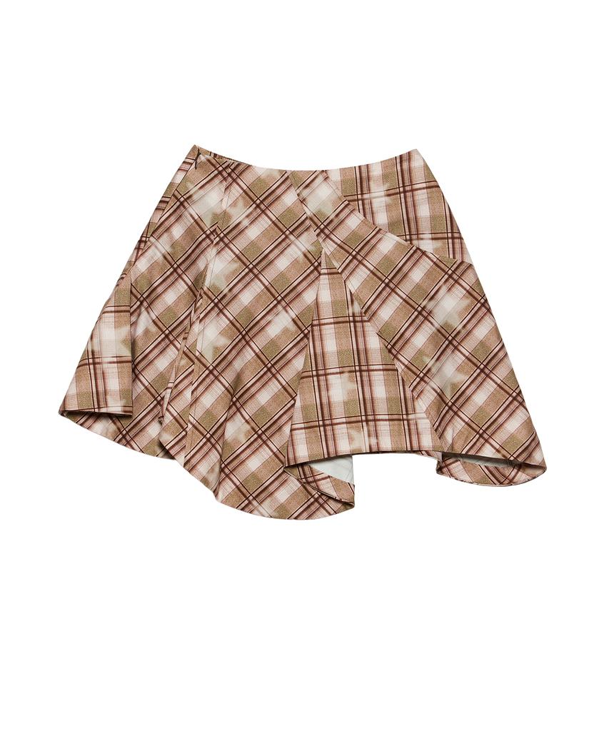 Gyeong Draped Skirt_Brown Check