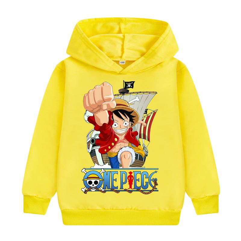 2026 One Piece Autunno Inverno Nuovo One Piece Luffy Felpa con Cappuccio Anime Ragazzi Ragazze Felpa con Cappuccio Felpa Stampa Casuale Cartone Animato Top per Bambini