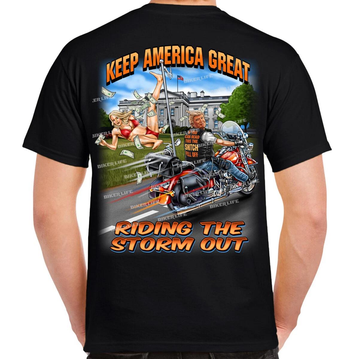 Donald Trump Snitch Fell Off Stormy Daniels Funny Motorcycle MAGA Biker T-Shirt L