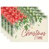 4pcs Set Christmas Poinsettia, Holly Berry Winter Placemats - Seasonal Holiday Decor for Home Kitchen Dining Party Indoor