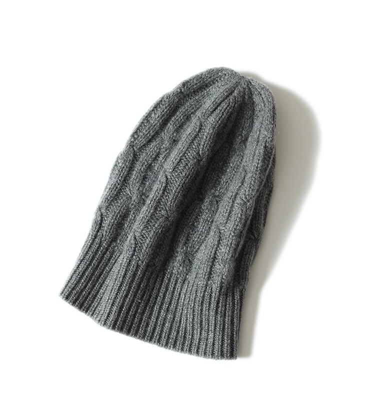 100% Cashmere  Cable Knitted Beanies New Design Custom Unisex Hats