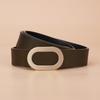 New 2.8cm Wide Smooth Plate Buckle Cowhide Belt