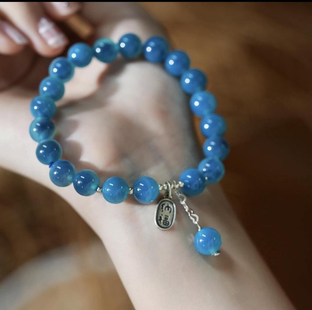 Bracelet de Perles en Agate Naturelle et Cristal Autrichien - Bijou Vintage Haut de Gamme pour Femme