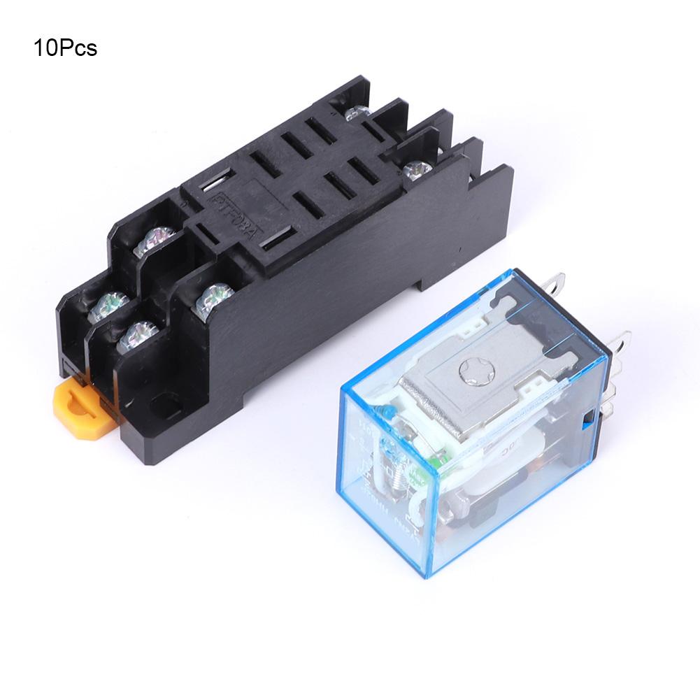10Pcs 8 Pin Relay Base Set Coil High Quality Electronic Component LY2NJ DC 24V