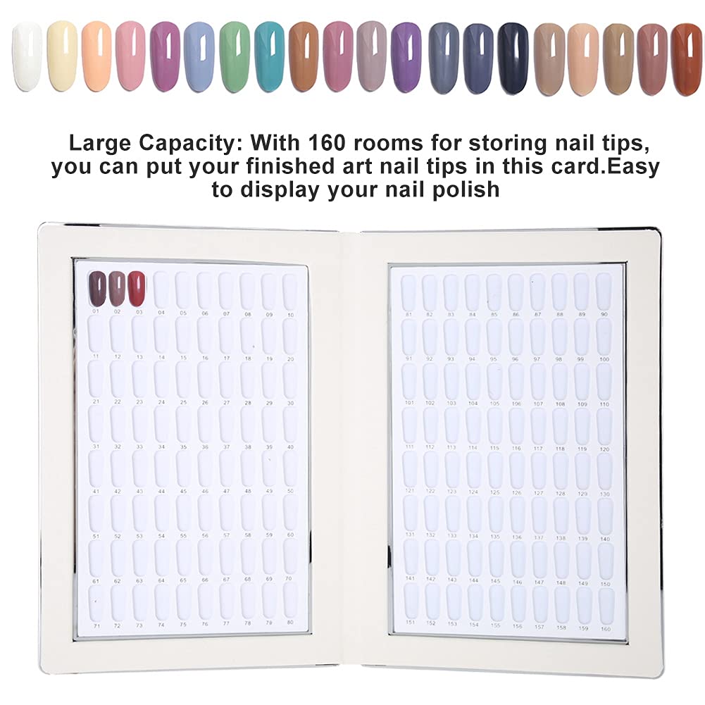 Nail Display Chart, 160 Slots Nail Gel Polish Organizer Color Card Nail Polish Color Display Chart Book Nail Swatch Book Nail Art Practice Card(Blue)