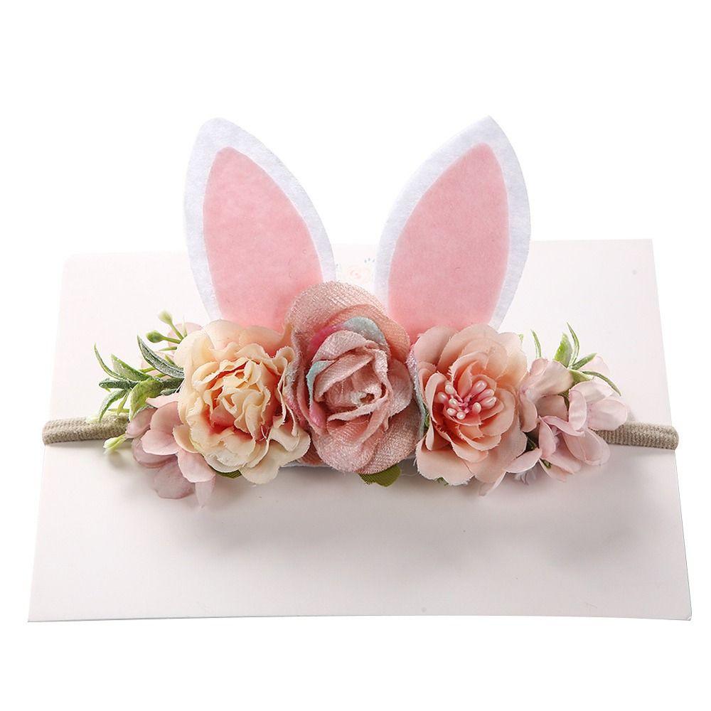 

Flower Rabbit Ear Summer Headwear Children Hair Hoop Girl Elastic Hair Band Korean Style Headband