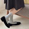 Little Dog Embroidered Striped Socks for Women, All-season School Style Versatile Mid-calf Socks