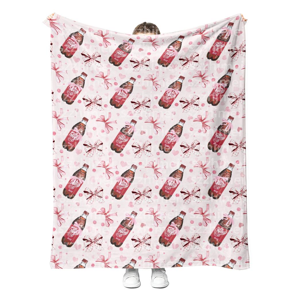 New Customizable Printing Trendy Fashion Soft Drink Dr Peppers Dr.Peppered Fleece Flannel Throw Blankets