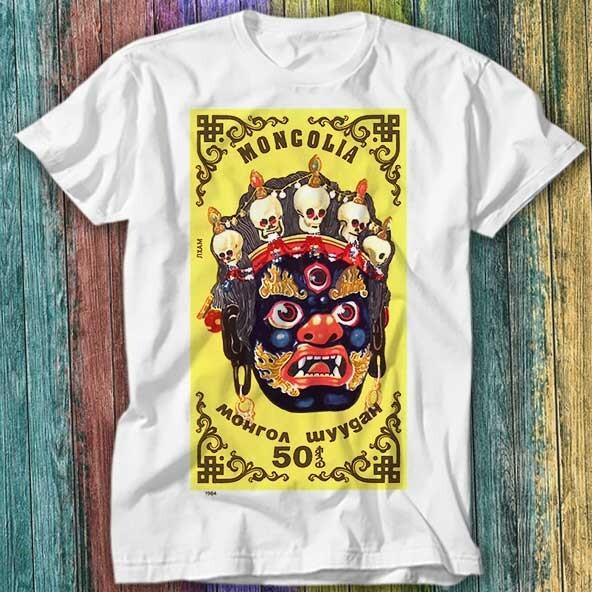 1984 Mongolei Gott Lham Maske Briefmarke T-Shirt Top Tee 555