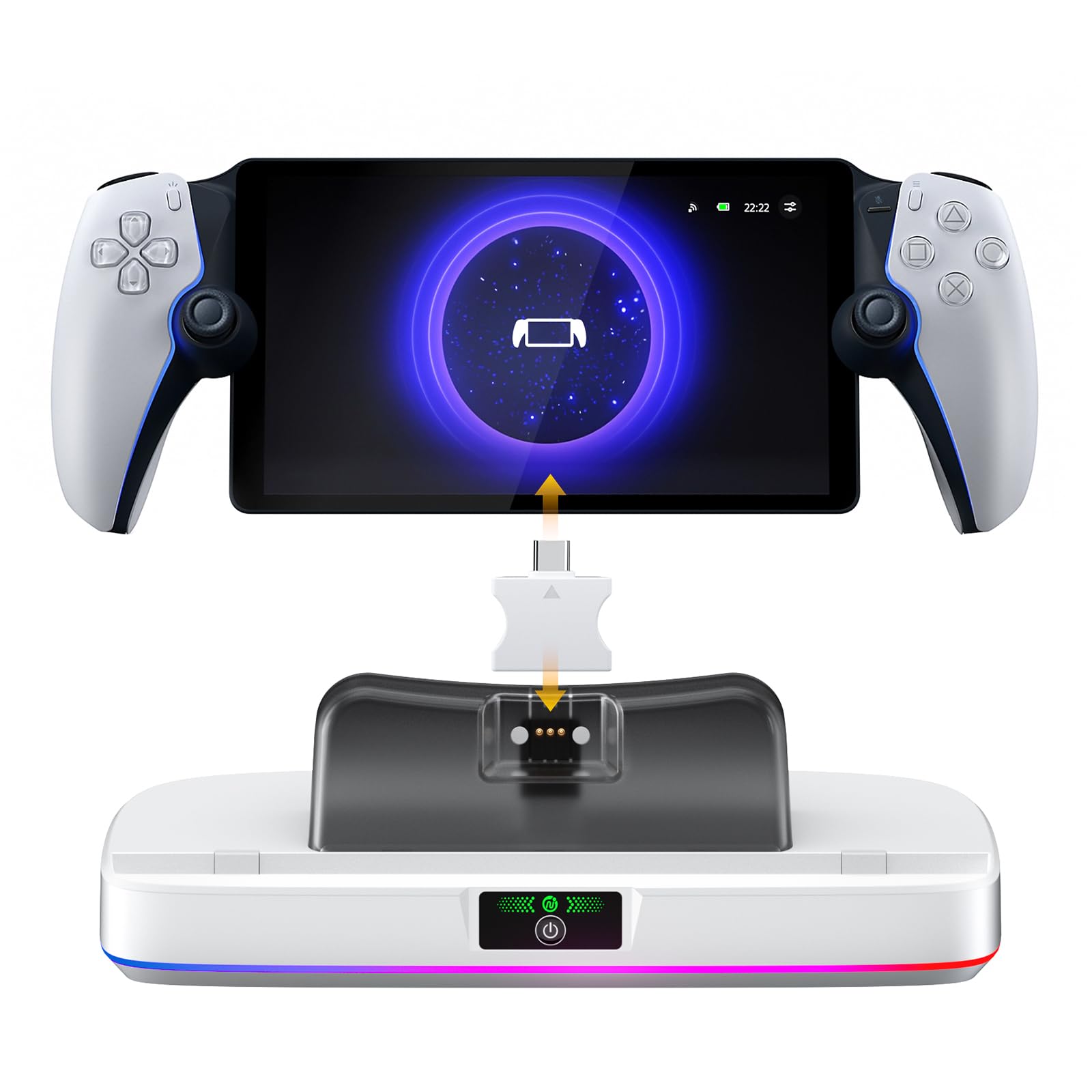 

NEWDERY PS Portal Charging Dock for PS5 Portal Remote PS Portal Storage PS5 Peripheral Cable LED Indicator Overcharge White Player, Stand,