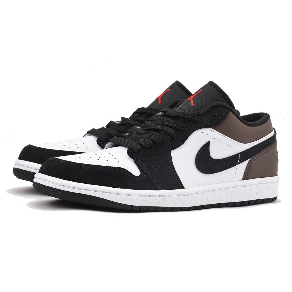 Jordan Air Jordan 1 Slip Resistant Abrasion Resistant Low Top Vintage Basketball Shoes Unisex Black Brown HF3148-106(Team-)-Random Packaging Bags