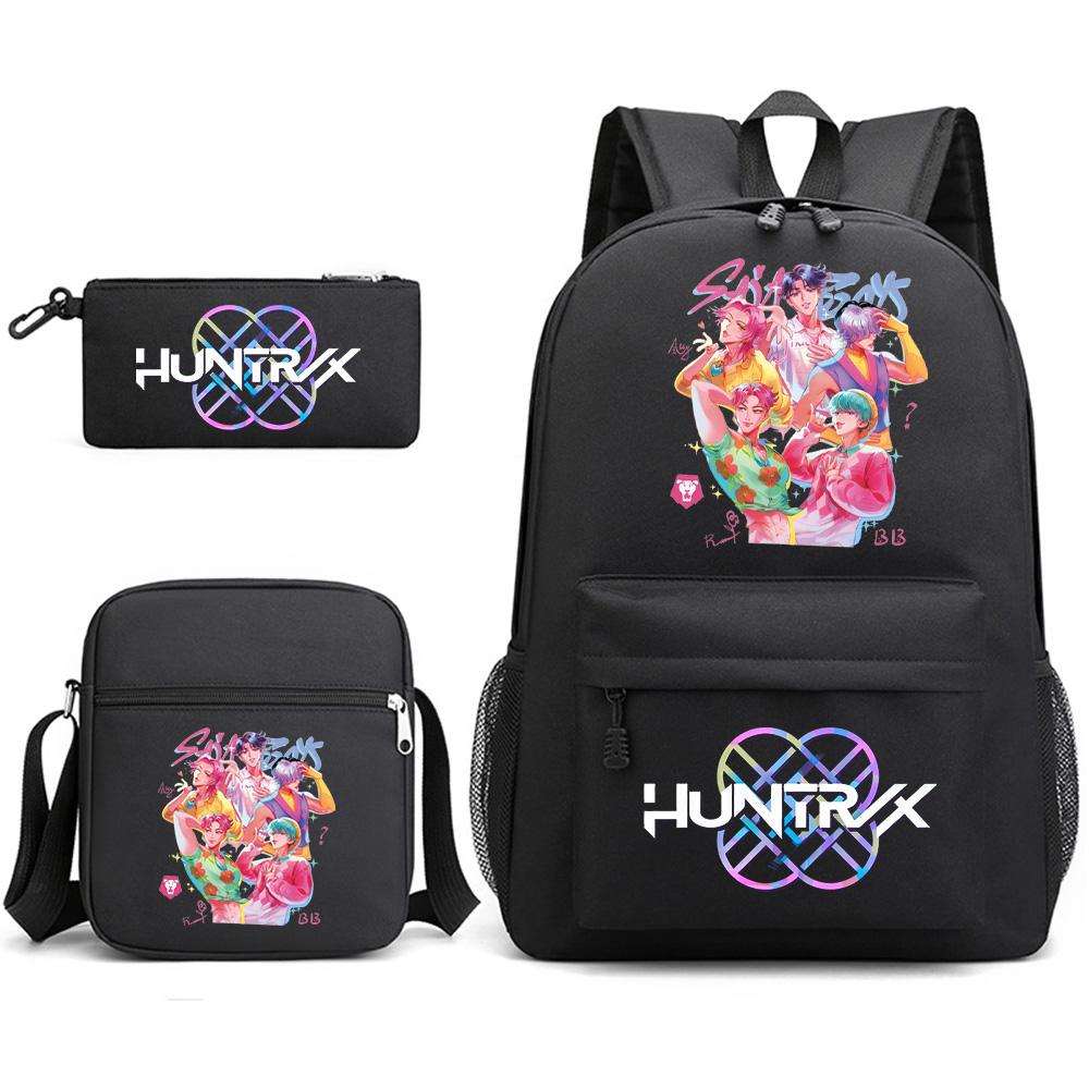 3Pcs/set Backpack with Shoulder Bag Pencil Case for Teenager Student Boy Girl School Bag Anime Printed Large Capacity Waterproof Bookbag Kid Gift