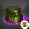 Unisex LED Világítós Hímzett Bucket Kalap Logóval és Egyszínű Lapos Tetővel