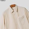 INCERUN Summer Men Short Sleeve Chain Decoration Striped Loose Casual Tassel Shirts Tops