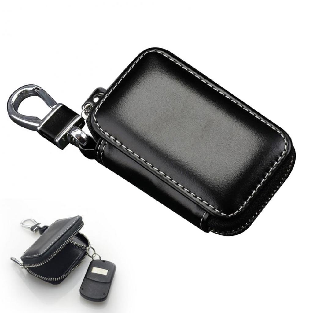 Stylish Genuine Leather Car Key Fob Case Cover Keychain Zipper Bag ...