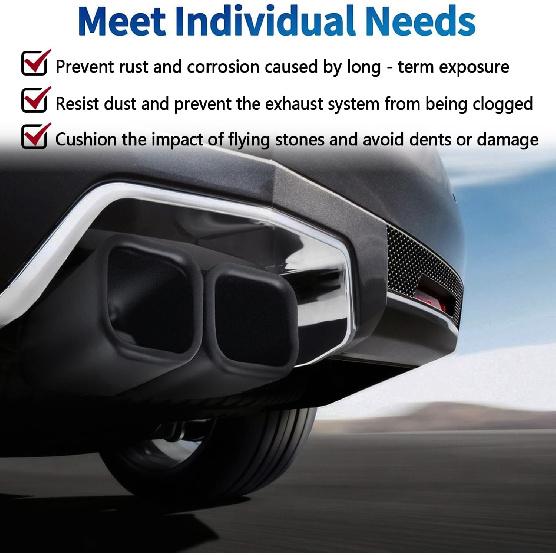 Dvojité koncovky výfuku, vstup 2,5 palce, univerzální nerezové zakřivené koncovky výfuku, čtvercová dvojitá koncovka, výfuková trubka automobilu, tlumič, zadní hrdlo, koncovka výfuku