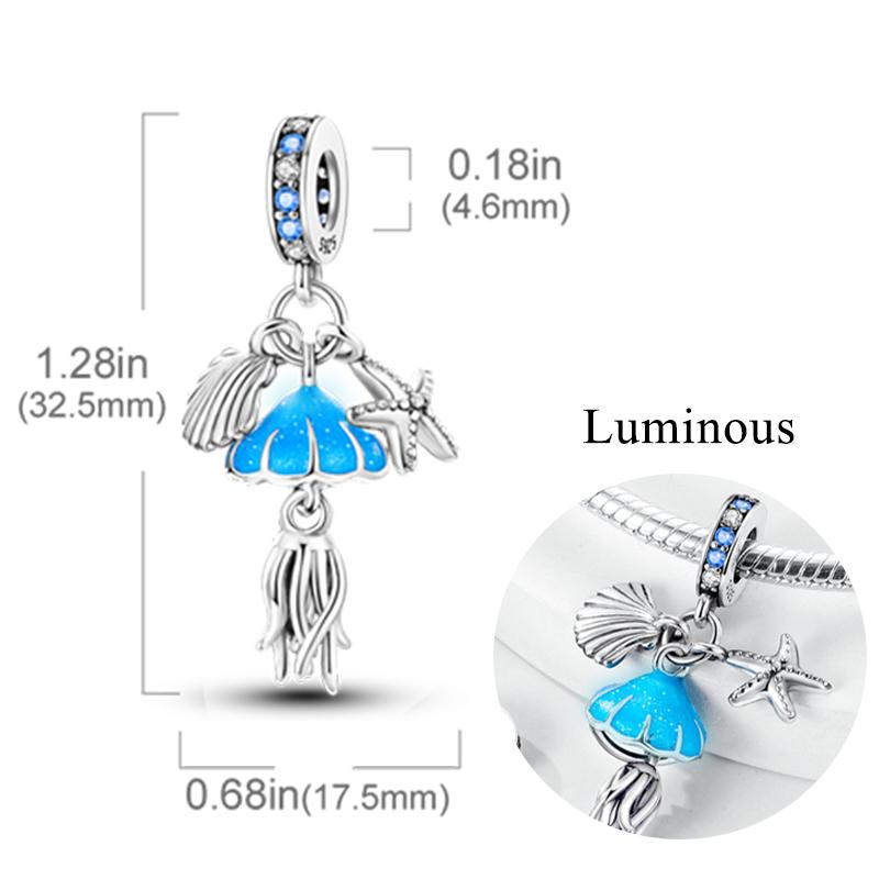 New Copper Charm Bead Charms Fireflies Stars Glowing Luminous Charm Bead Charms for Authentic Pendant Bracelets Do It Yourself Jewellery Gift