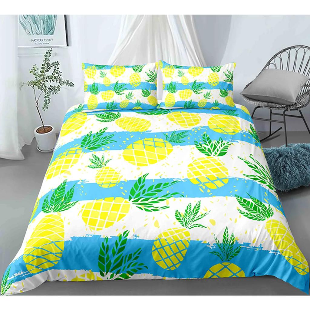 Fruit Pineapple Duvet Cover Yellow Tropical Fruit Plants Theme For Children Boys Girls Teens For Bedroom Decoration Queen King