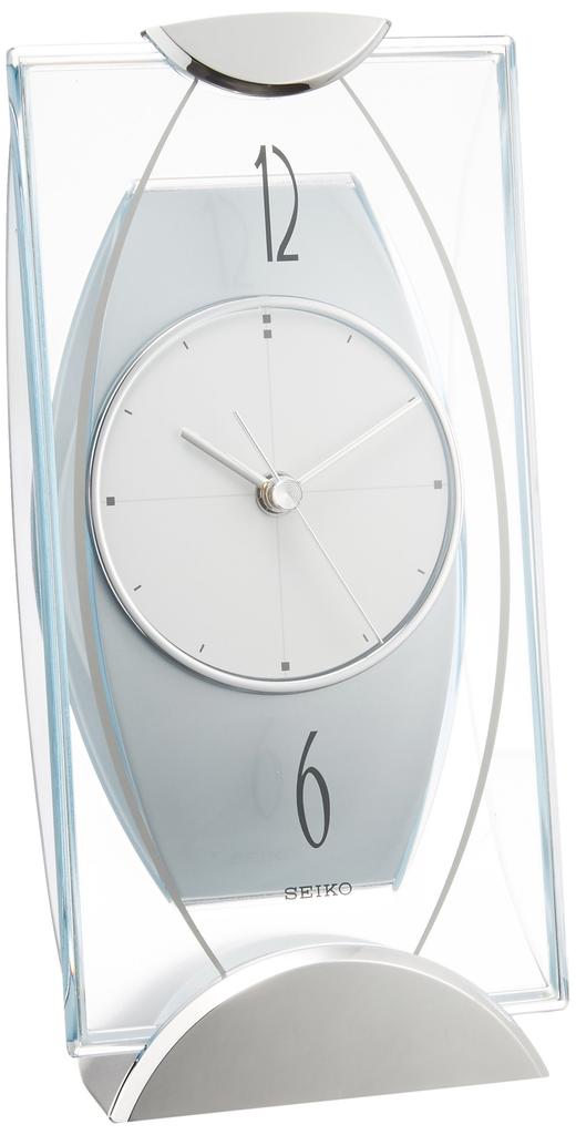 Seiko Clock BZ334S Analog Table Silver Metallic Clock,
