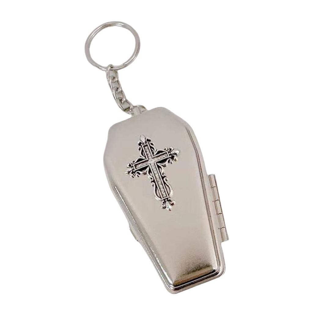 Dark Goth Style Coffin Shape Keychain Pendant Necklace Daily Wear Jewelry Perfect for Punk Lovers and Trendsetters