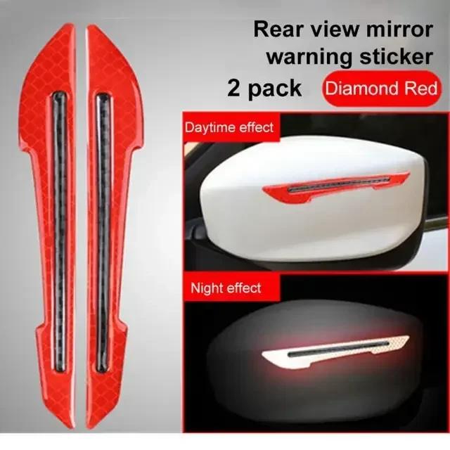2PCS Car Reflective Sticker Car-styling Rearview Mirror Sticker Safety Warning Reflective Sticker Car Strip Stickers Exterior