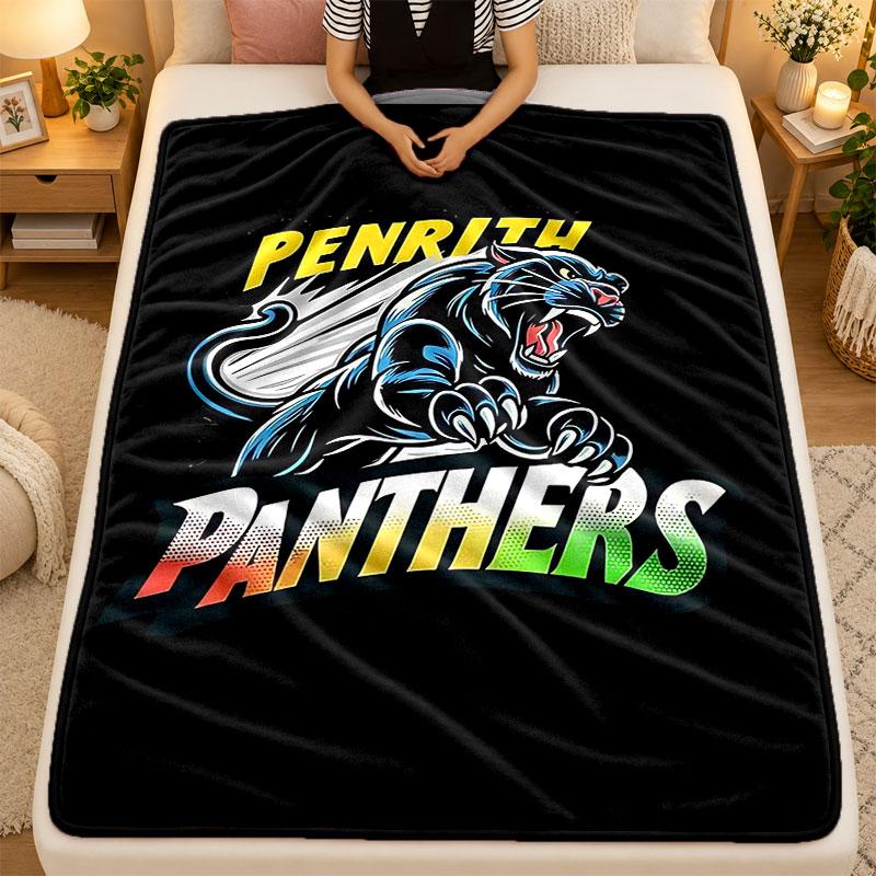 Flannel BlanketPenrith Panthers Warm Soft Throw Blanket for Indoor Sofa Bed Living Room Use
