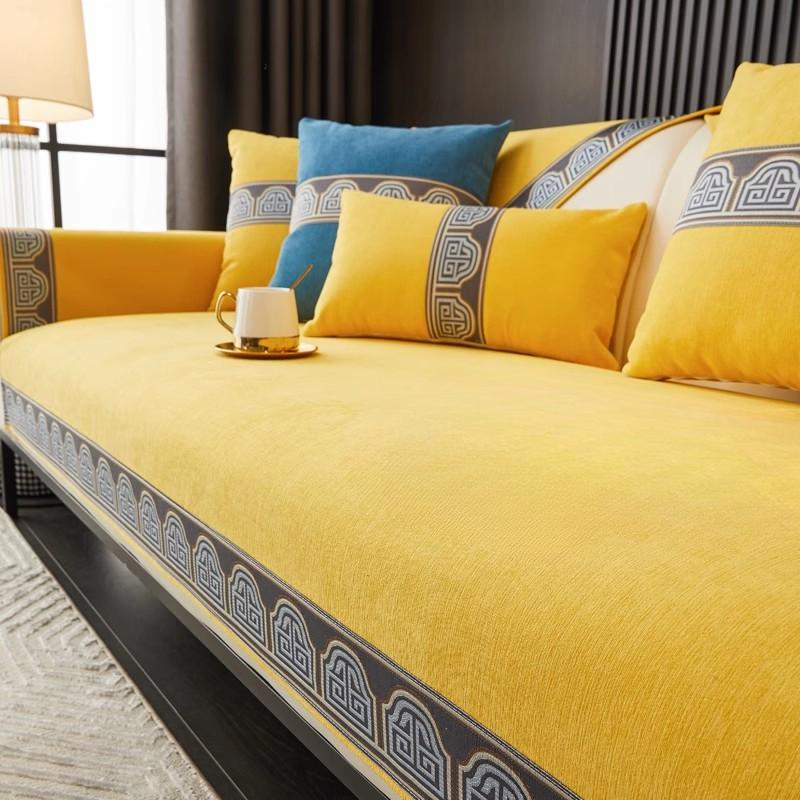 New Chinese Style Anti Slip Sofa Cushion Four Season Universal Chenier Sofa Cover Couch Backrest Armrest Dustproof Cover Towel