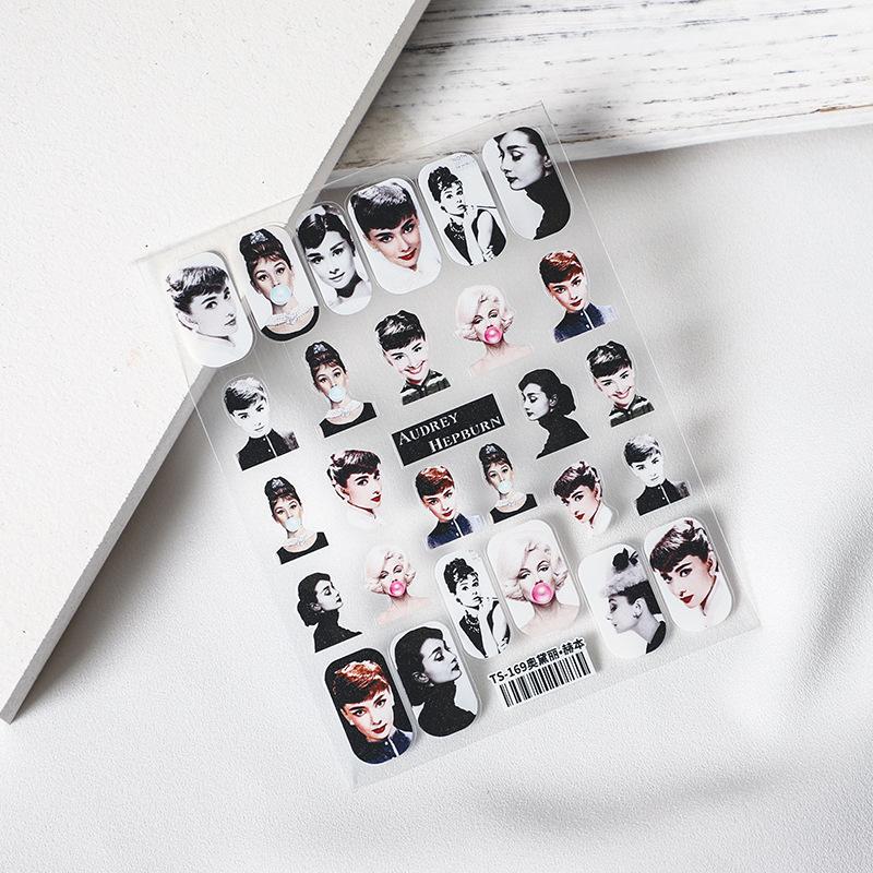 Japanese 5D thin and tough nail sticker pro matte thin relief nail sticker Audrey Hepburn ts-169 audrey hepburn