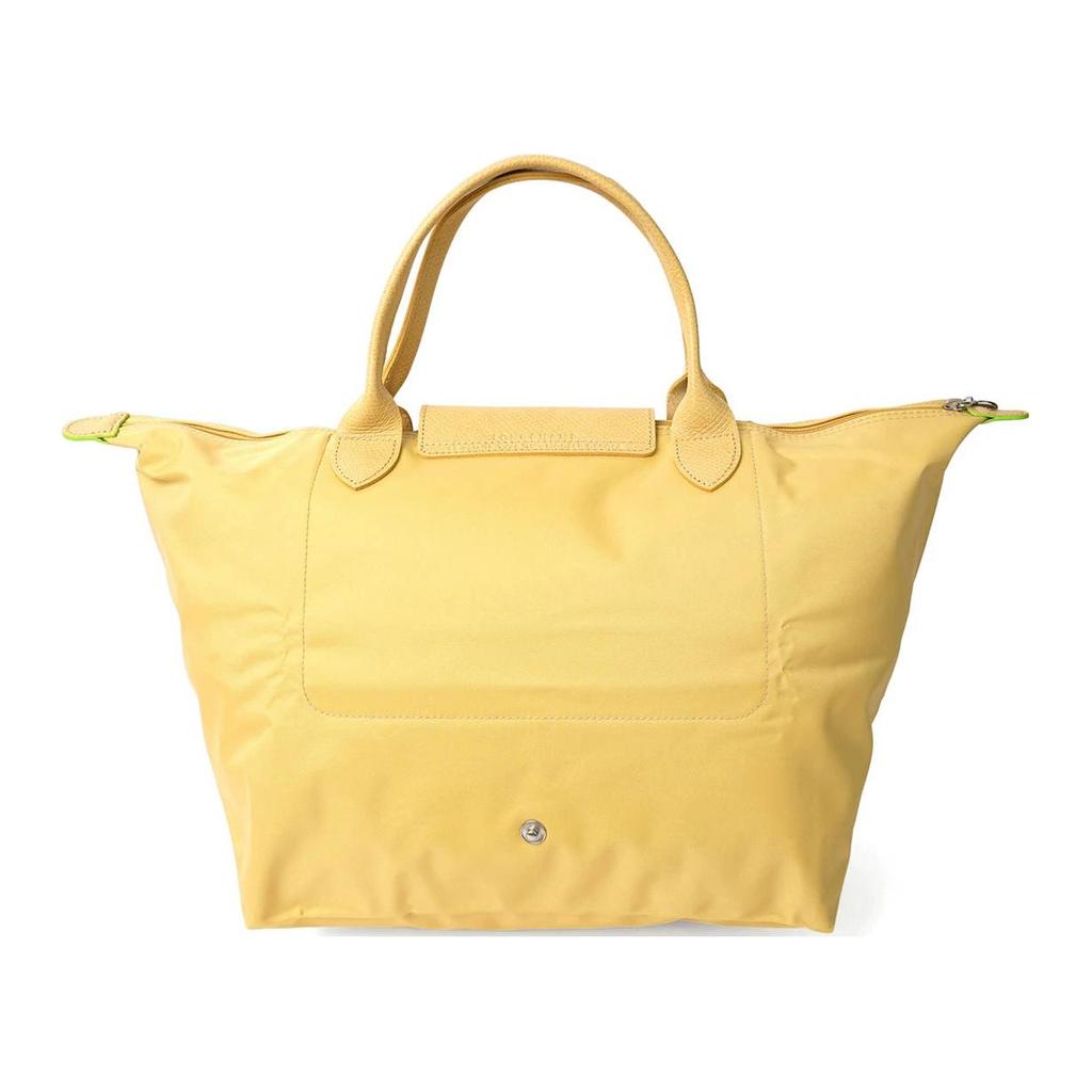 Longchamp Le Pliage Color Sólido Logo Bordado Solapa a Presión Lona de Poliamida Reciclada Bolso Tote Dumpling Mediano para Mujer Amarillo 1623919A81