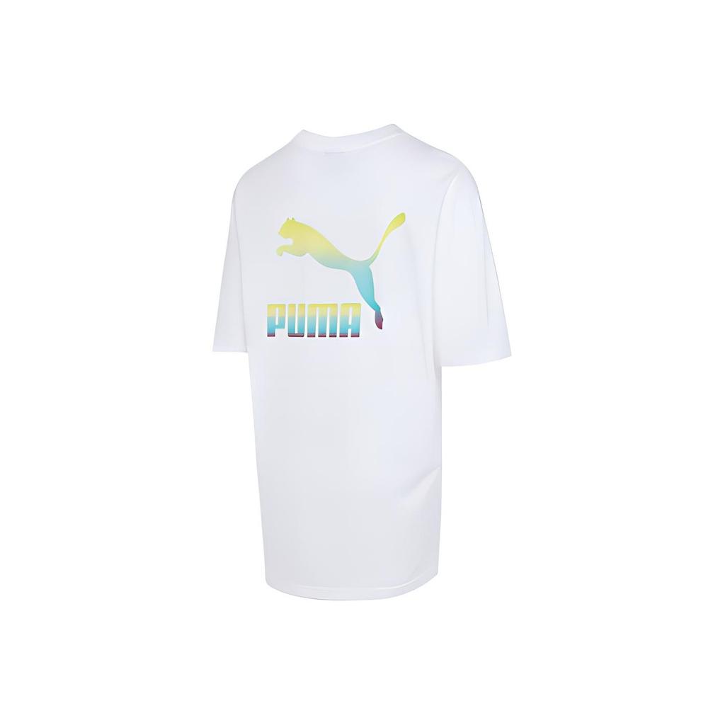 Puma Colorful Logo Crew Neck Sport Short Sleeve T-Shirt Men Tops White 534095-52