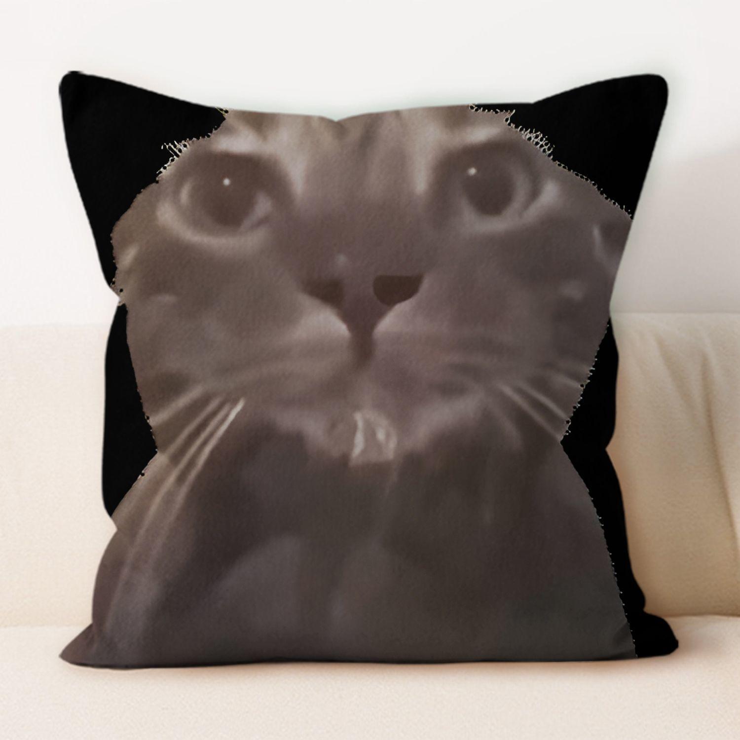 Cute Cat Emoji Print Pillow Multiuse Bedhead Backrest Waist Cushion for Living Room Office Home Decor 45cmx45cm